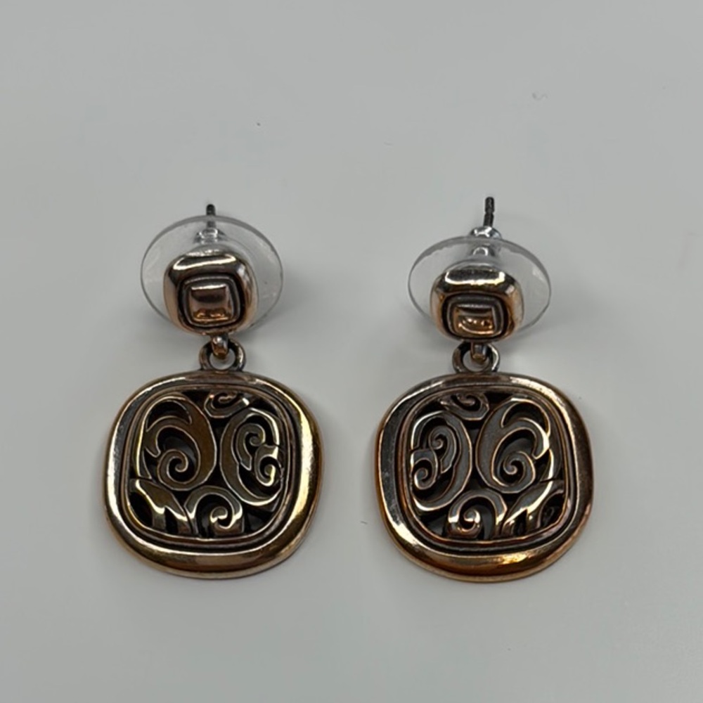 Brighton Spin Masters Earrings, scrolled Gold and Silver Plated